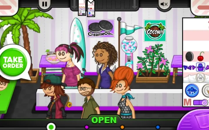 Papa's Freezeria To Go! shop counter with customers waiting to order