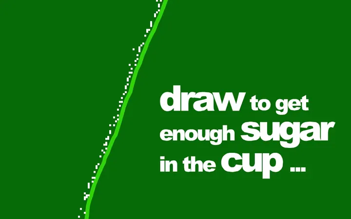 sugar, sugar level asking the player to draw a line that fills a cup
